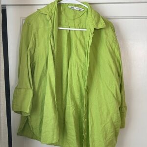 Zara Bright Green Casual Shirt